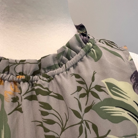 LOFT Green and Purple Floral Blouse - Picture 3 of 6